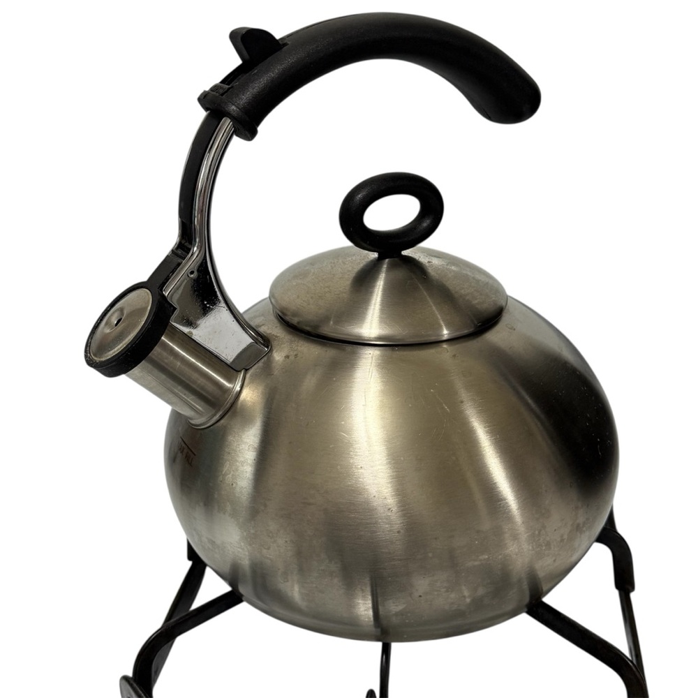 Vintage Copco Thailand 18/10 Stainless Steel 0802 Tea Kettle with Black Handle